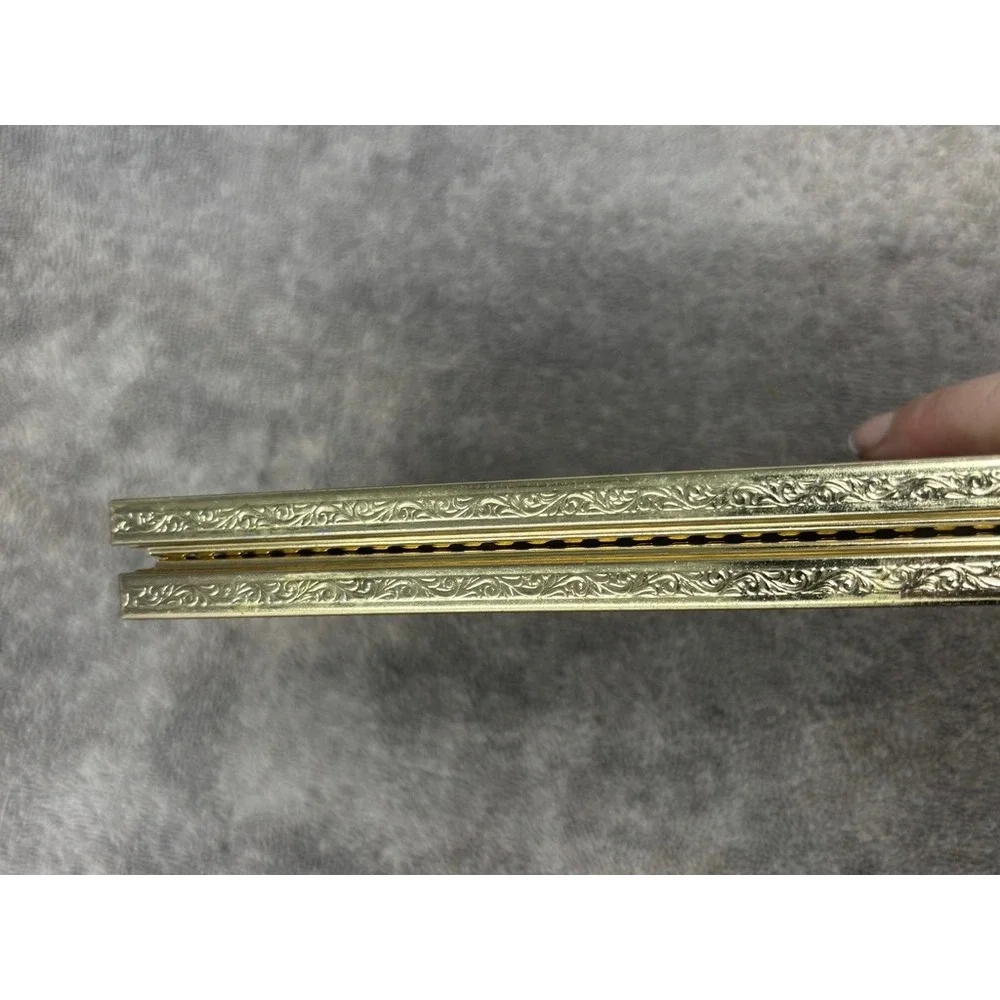 Vintage Double Picture Frame Gold 5x7 Hinged Filigree Embossed